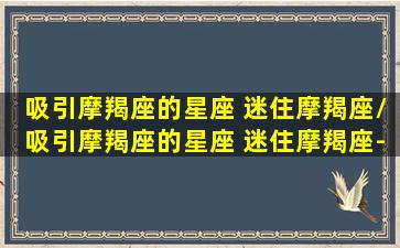 吸引摩羯座的星座 迷住摩羯座/吸引摩羯座的星座 迷住摩羯座-我的网站